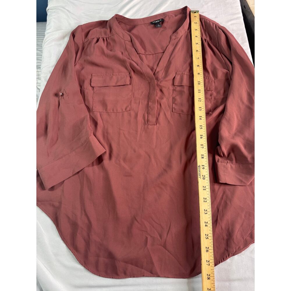 Torrid Harper Blouse Size 1 1X Mauve Pink V Neck Long Sleeve Tunic Top - Picture 6 of 8